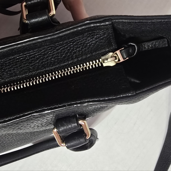 Tory Burch Thea Black Pebbled Leather Tote with Tassels - Picture 9 of 13